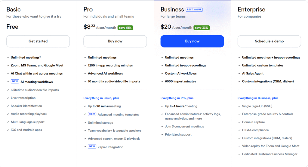 Otter.ai Pricing