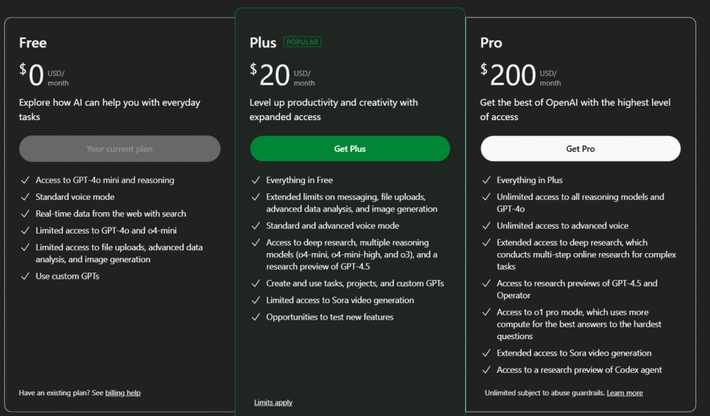 ChatGPT Pricing