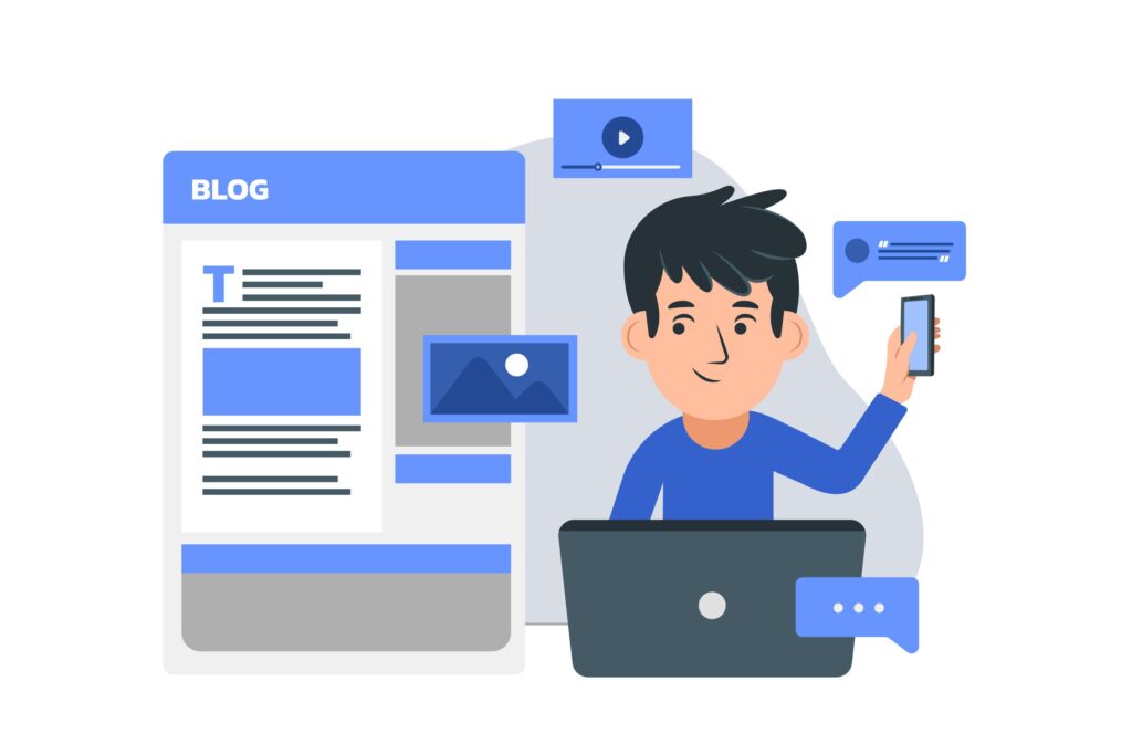 a man blogging